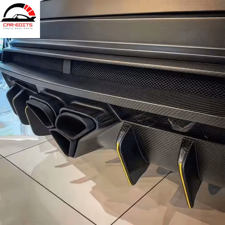 Lamborghini Urus Carbon Fiber Mix Fiberglass MSY Style Rear Bumper Lip Diffuser Exhaust Tips